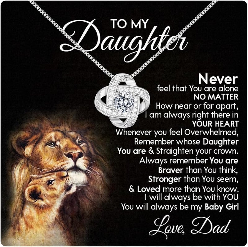 Larvincy To My Daughter Necklace From Dad With Heartfelt Message & Elegant Box, Gifts For Daughter From Father, Beautiful Jewelry Gift From Love Daddy On Graduation, Birthday, Wedding, Christmas - Image 1